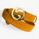 Gucci Blondie Dark Blue Suede Belt with Archival Monogram Buckle