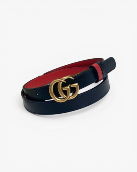 Gucci GG Marmont Reversible Thin Leather Belt Double G Buckle 20mm