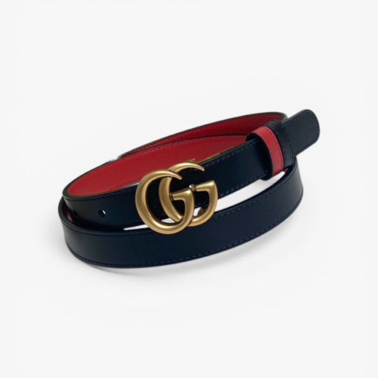 Gucci GG Marmont Reversible Thin Leather Belt Double G Buckle 20mm