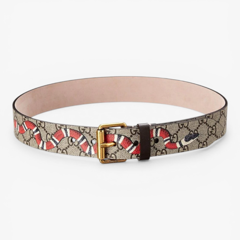 Gucci GG Supreme Belt with Kingsnake Print